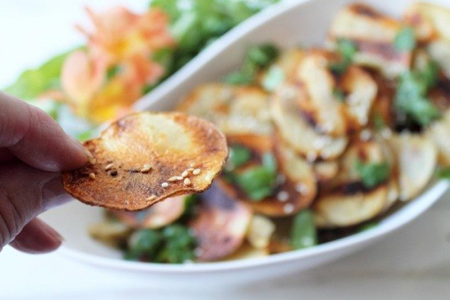 Grilled Sesame-Ginger Potato Chips