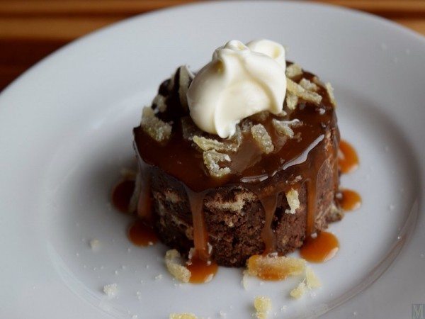 Chocolate Bread Pudding with Crystalized Ginger, Caramel Drizzle, and ...