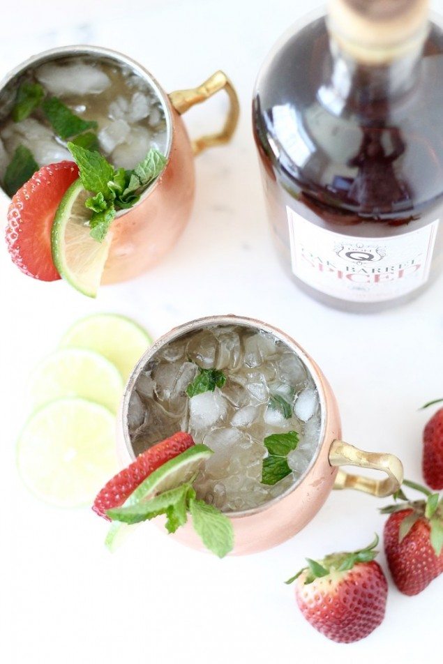 Strawberry-Lime Spiced Rum Moscow Mule