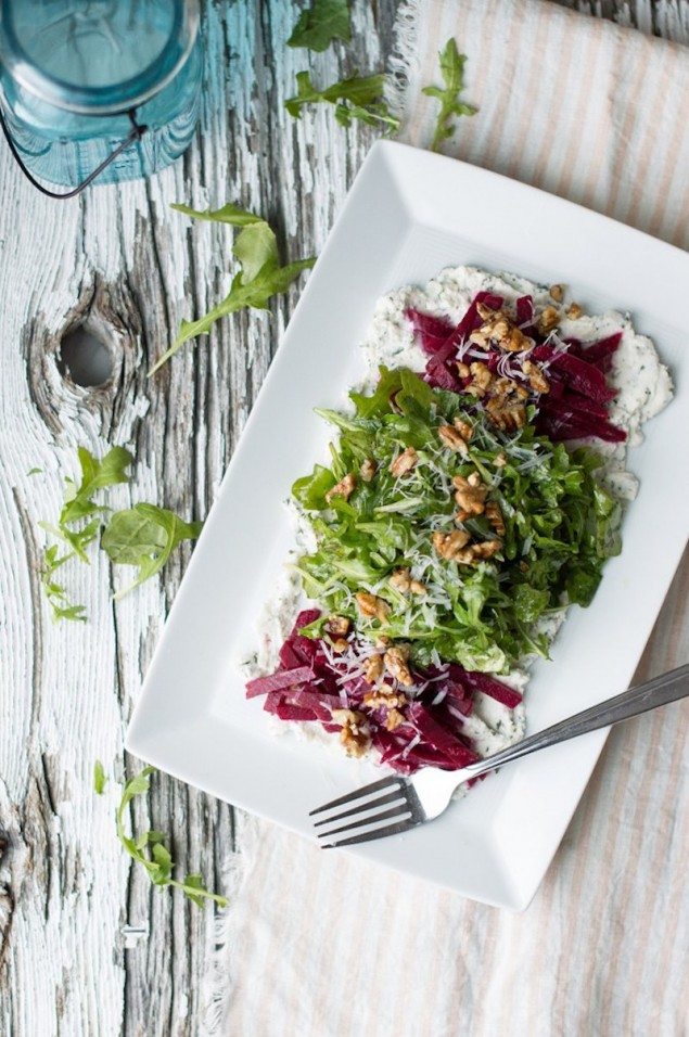 Arugula Beet Salad with Herbed Ricotta