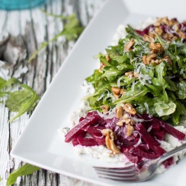 Arugula Beet Salad with Herbed Ricotta