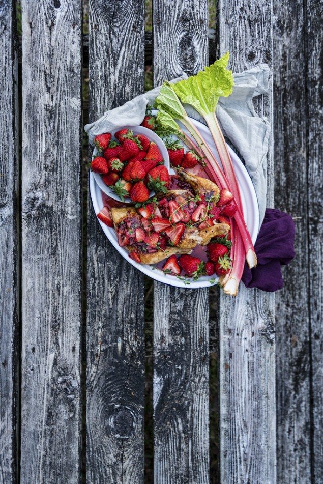 Chicken with Strawberry Rhubarb Balsamic Glaze