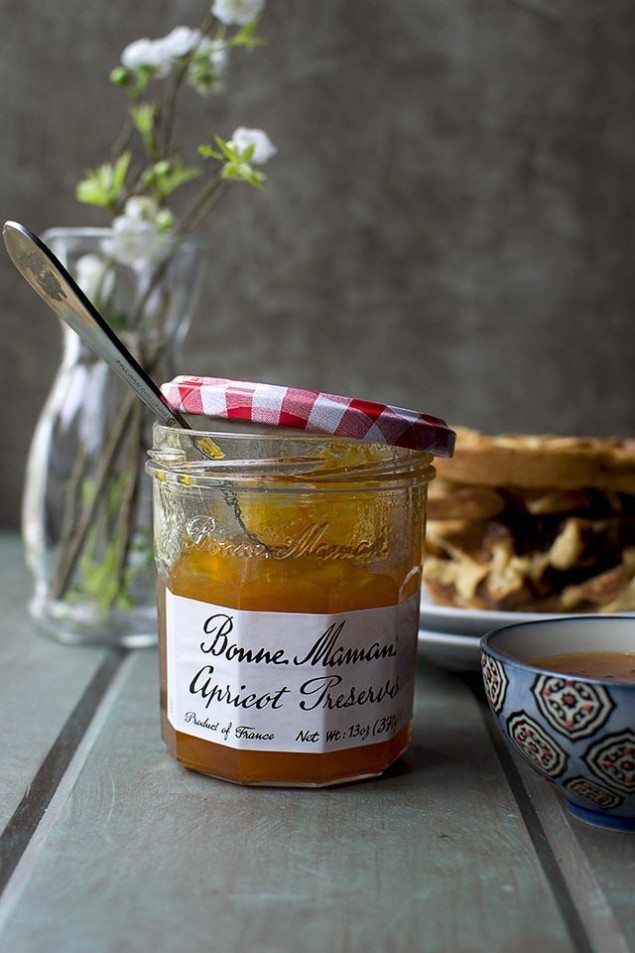 Almond Waffles and Apricot Preserves