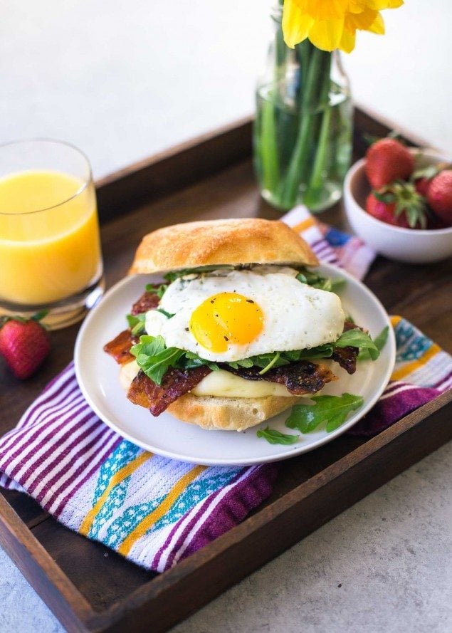 Strawberry-Glazed Bacon, Brie and Arugula Breakfast Sandwich