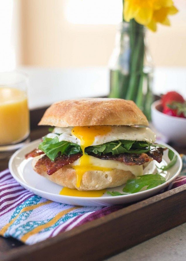 Strawberry-Glazed Bacon, Brie and Arugula Breakfast Sandwich