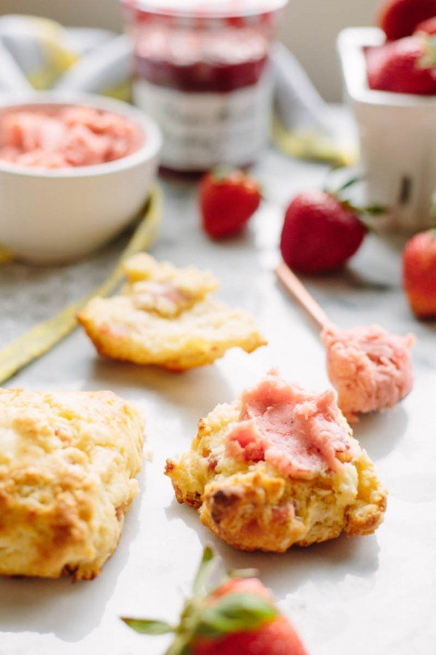 Strawberry Butter with Prosciutto and Goat Cheese Scones