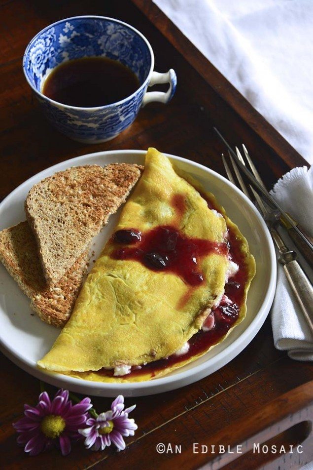 Ricotta and Cherry Stuffed Omelette