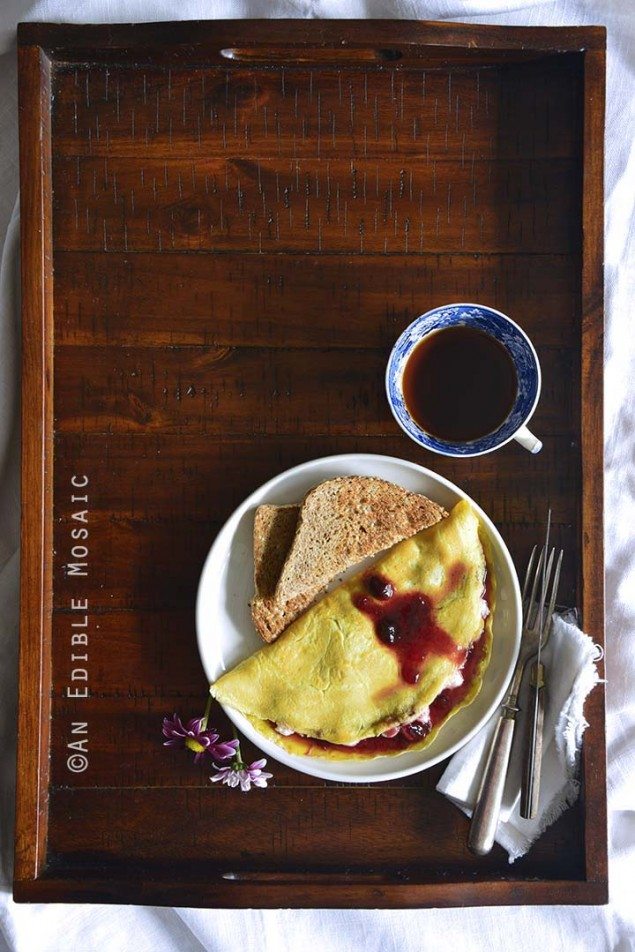 Ricotta and Cherry Stuffed Omelette