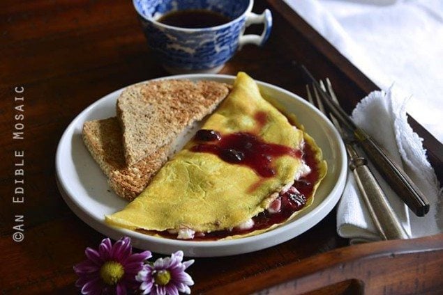 Ricotta and Cherry Stuffed Omelette