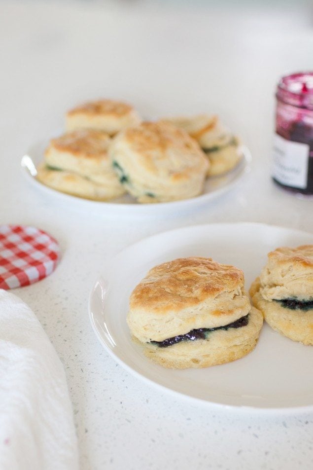 Sweet and Savory Blueberry Preserve Biscuits with Sausage Gravy