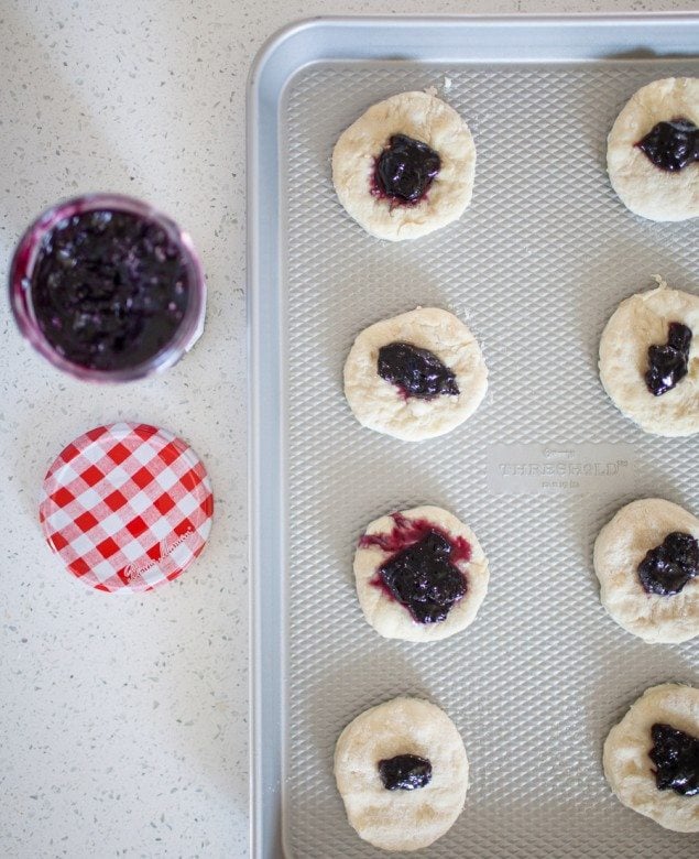 Sweet and Savory Blueberry Preserve Biscuits with Sausage Gravy