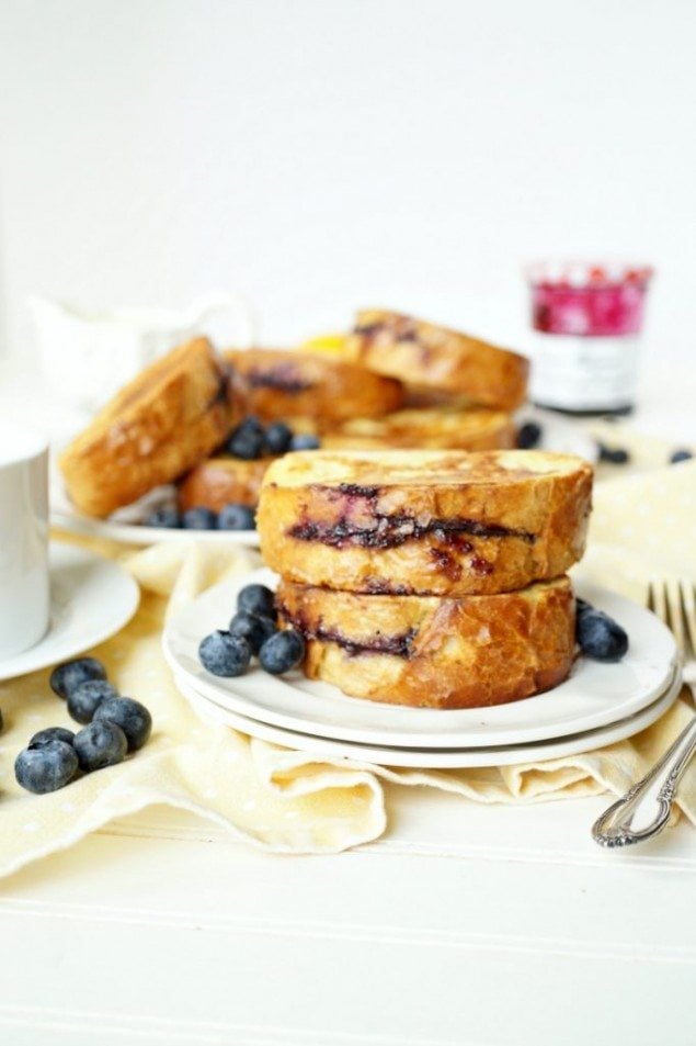 Blueberry Stuffed French Toast and Lemon Cream