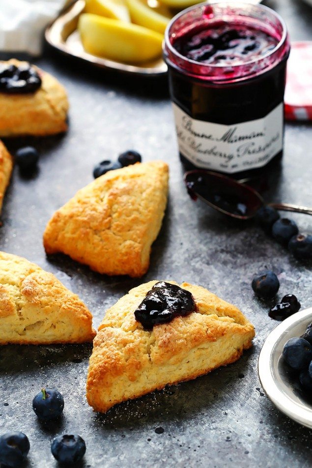 Lemon Cream Scones and Blueberry Preserves