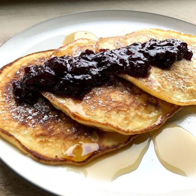 Cherry and Lemon Ricotta Pancakes