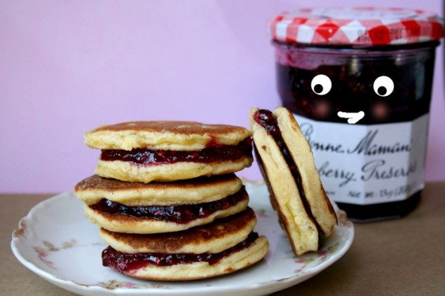 Raspberry Pancake Sandwiches