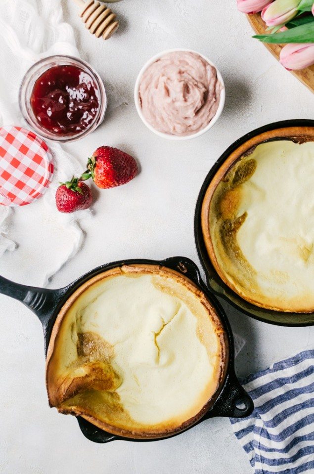 Mini Dutch Baby Pancakes and Whipped Strawberry Mascarpone