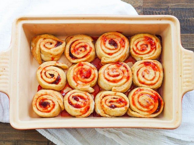 Strawberry Rolls with Lemon Yogurt Icing