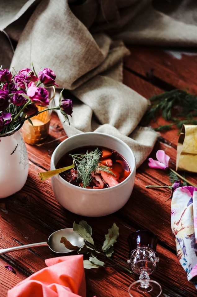 Ukrainian Borscht and Potatoes