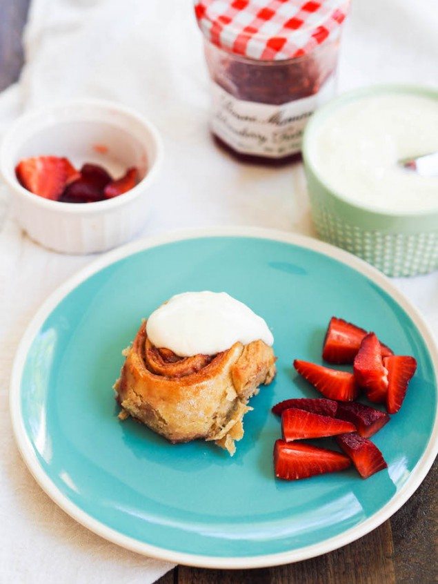 Strawberry Rolls with Lemon Yogurt Icing