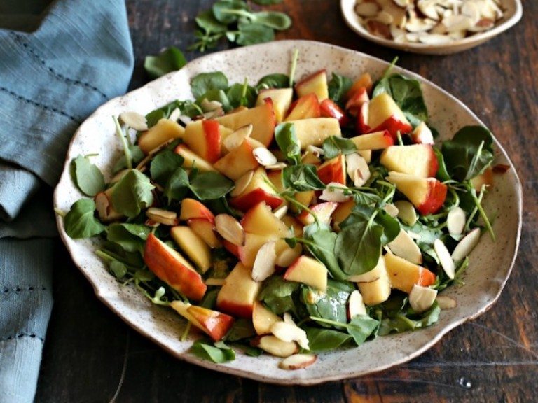 Honey Sautéed Apple And Almond Watercress Salad