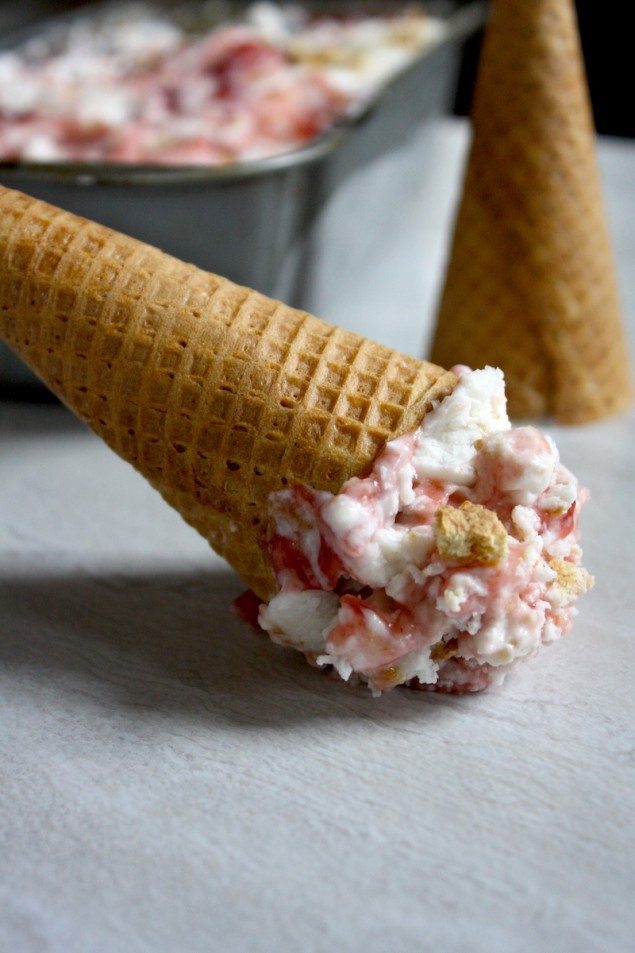Vegan: No-Churn Strawberry Cheesecake Ice Cream