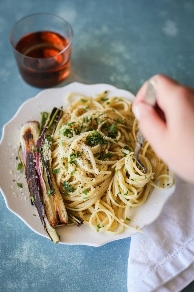 Charred Spring Onion Linguine