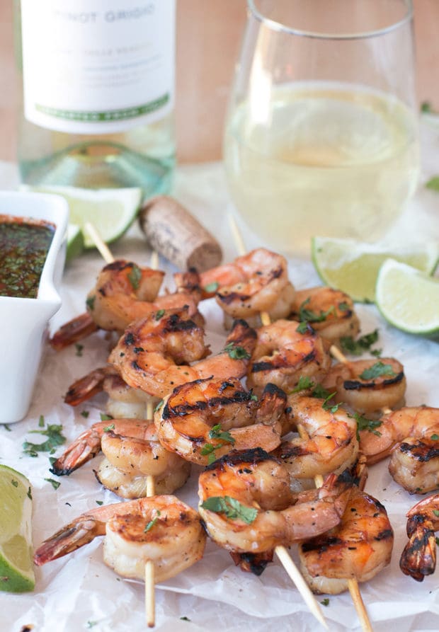 National Pinot Grigio Day: Mango and Garlic Grilled Shrimp