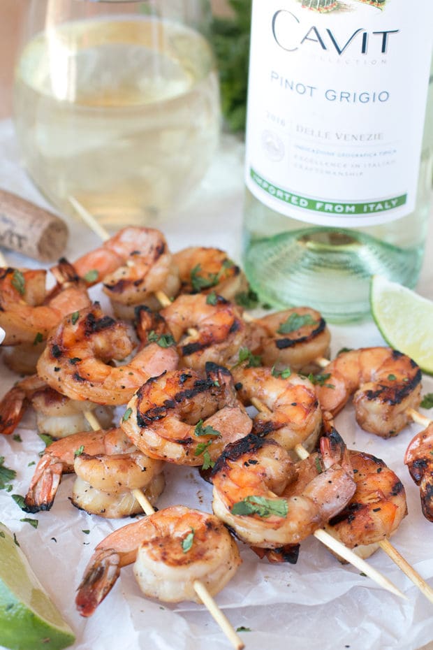 National Pinot Grigio Day: Mango and Garlic Grilled Shrimp