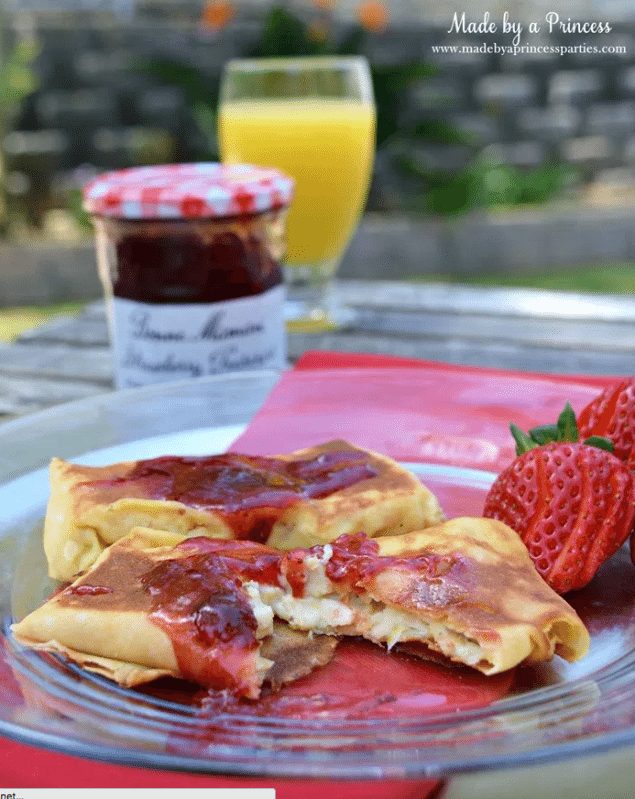 Savory Chicken Blintzes and Strawberry Preserves