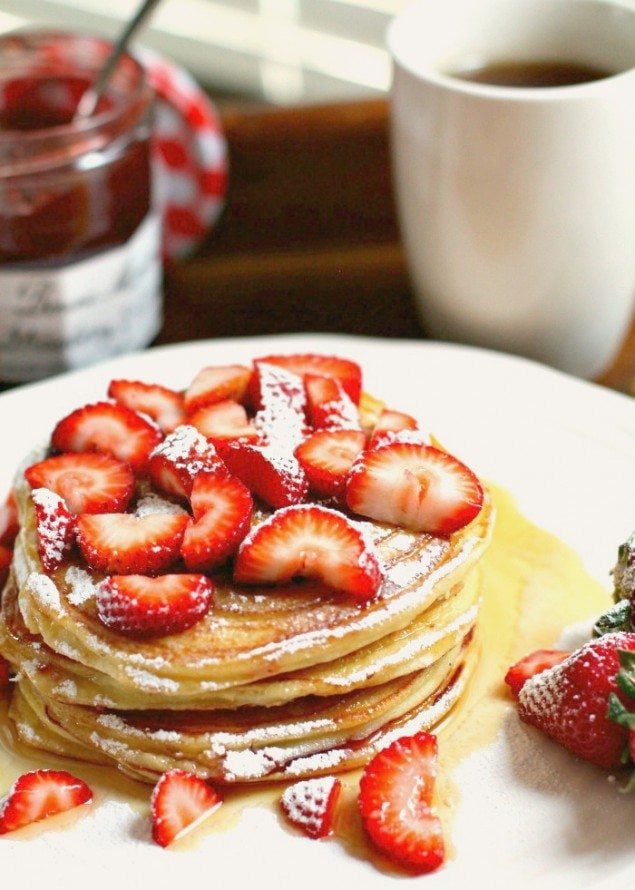 Strawberry Ricotta Fennel Pancakes