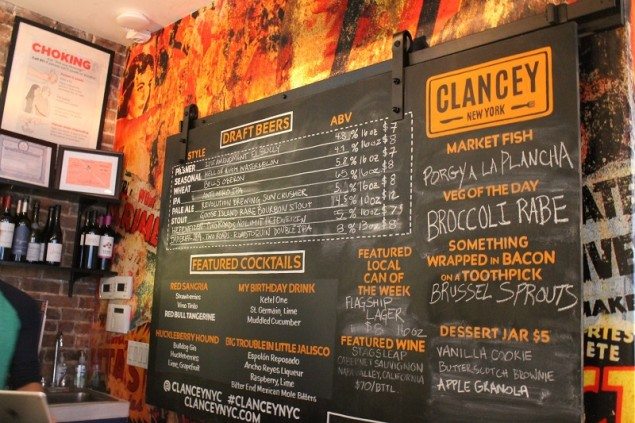 The Clancey Menu Board