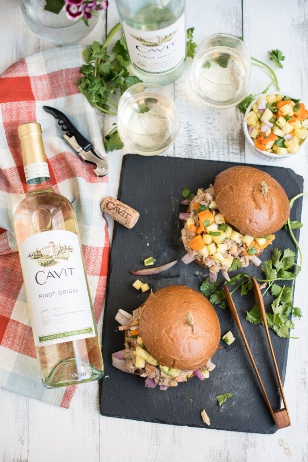 National Pinot Grigio Day: Hawaiian Pineapple and Pork Sandwiches