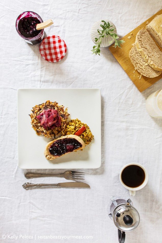 Potato Pancakes and Wild Blueberry and Apply Chutney