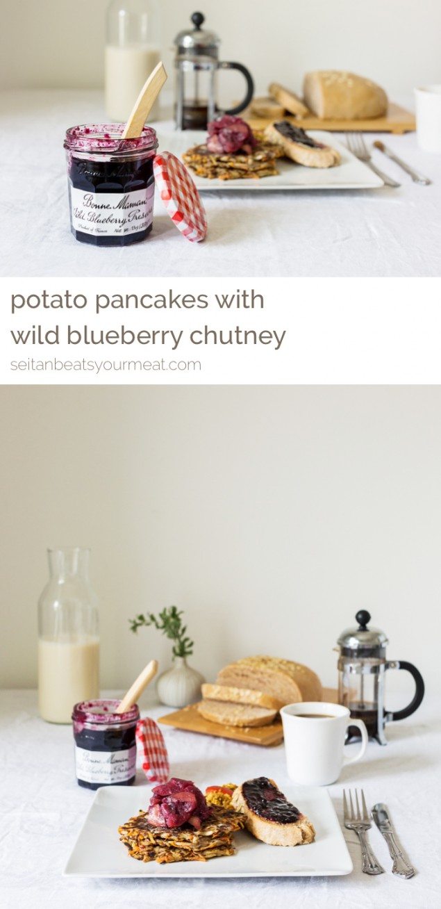 Potato Pancakes and Wild Blueberry and Apple Chutney