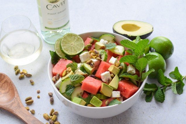 National Pinot Grigio Day: Feta, Cucumber and Watermelon Salad