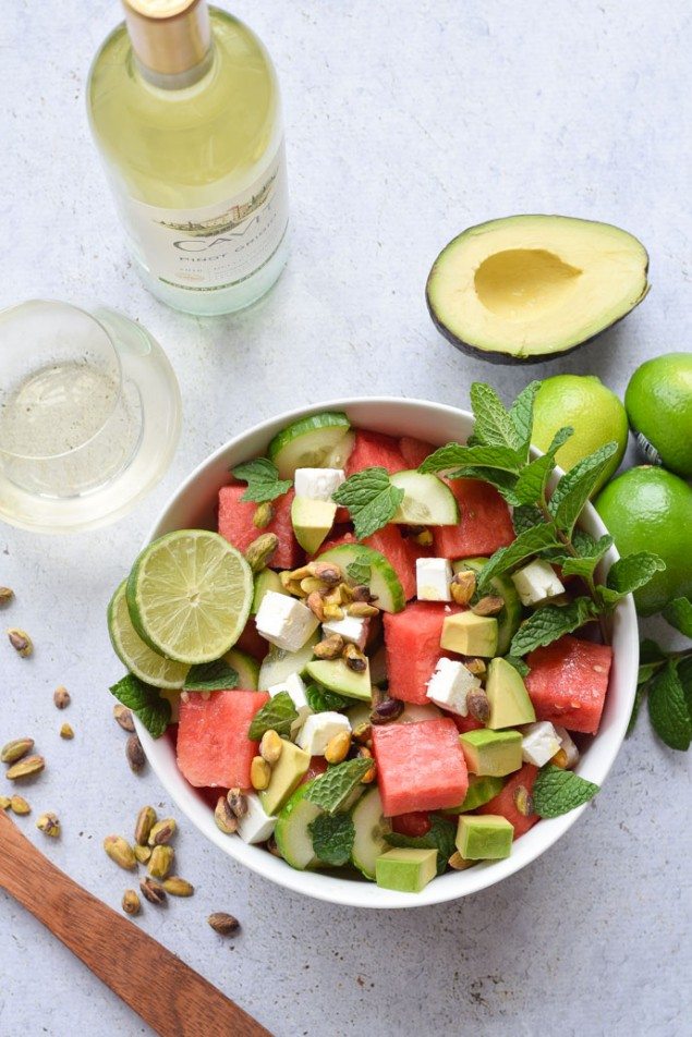 National Pinot Grigio Day: Feta, Cucumber and Watermelon Salad