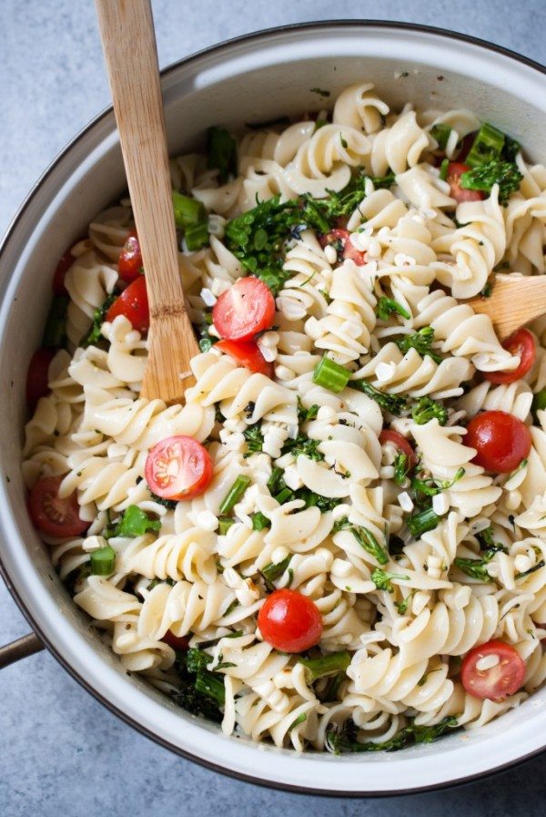 Grilled Broccoli and Corn Pasta Salad with Lemon-Garlic Dressing