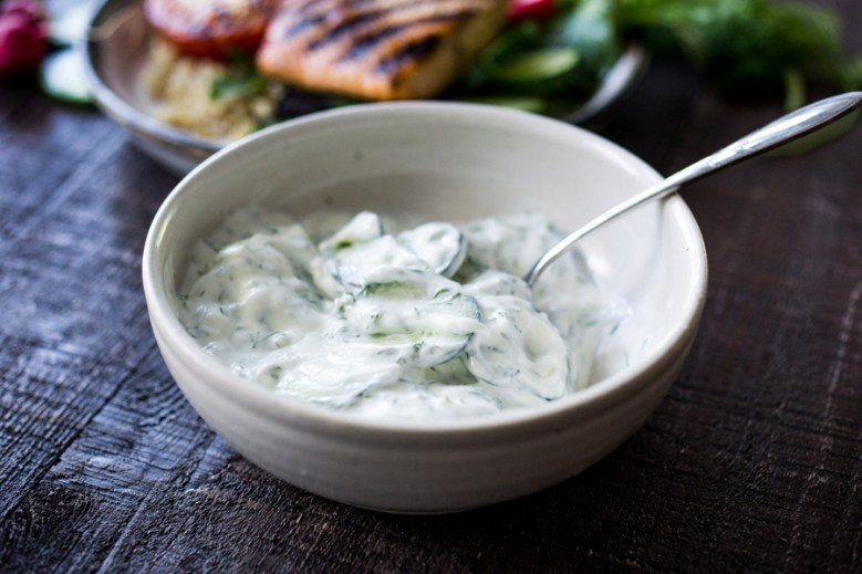 Grilled Salmon Bowls with Yogurt Sauce