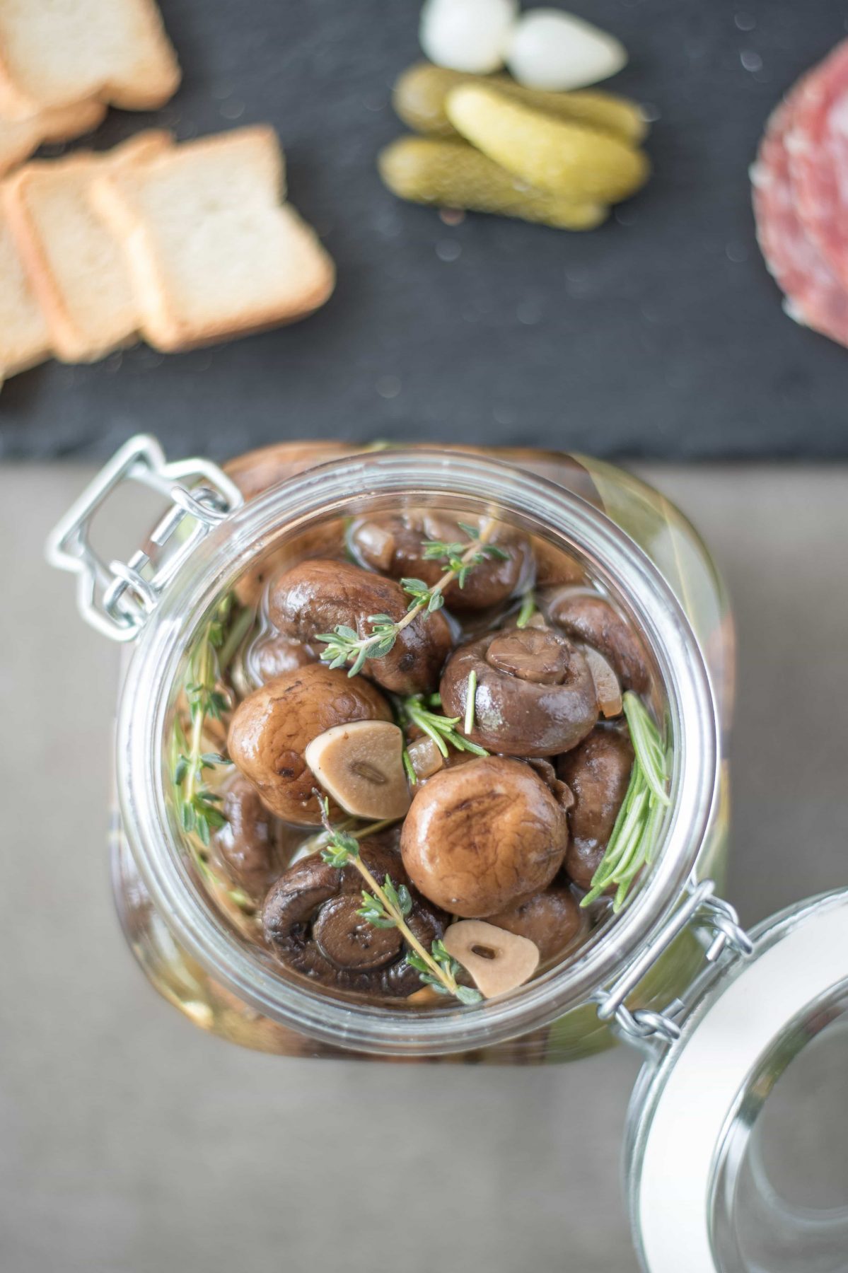 Charcuterie Board Must-Have: Herb and Garlic Marinated Mushrooms
