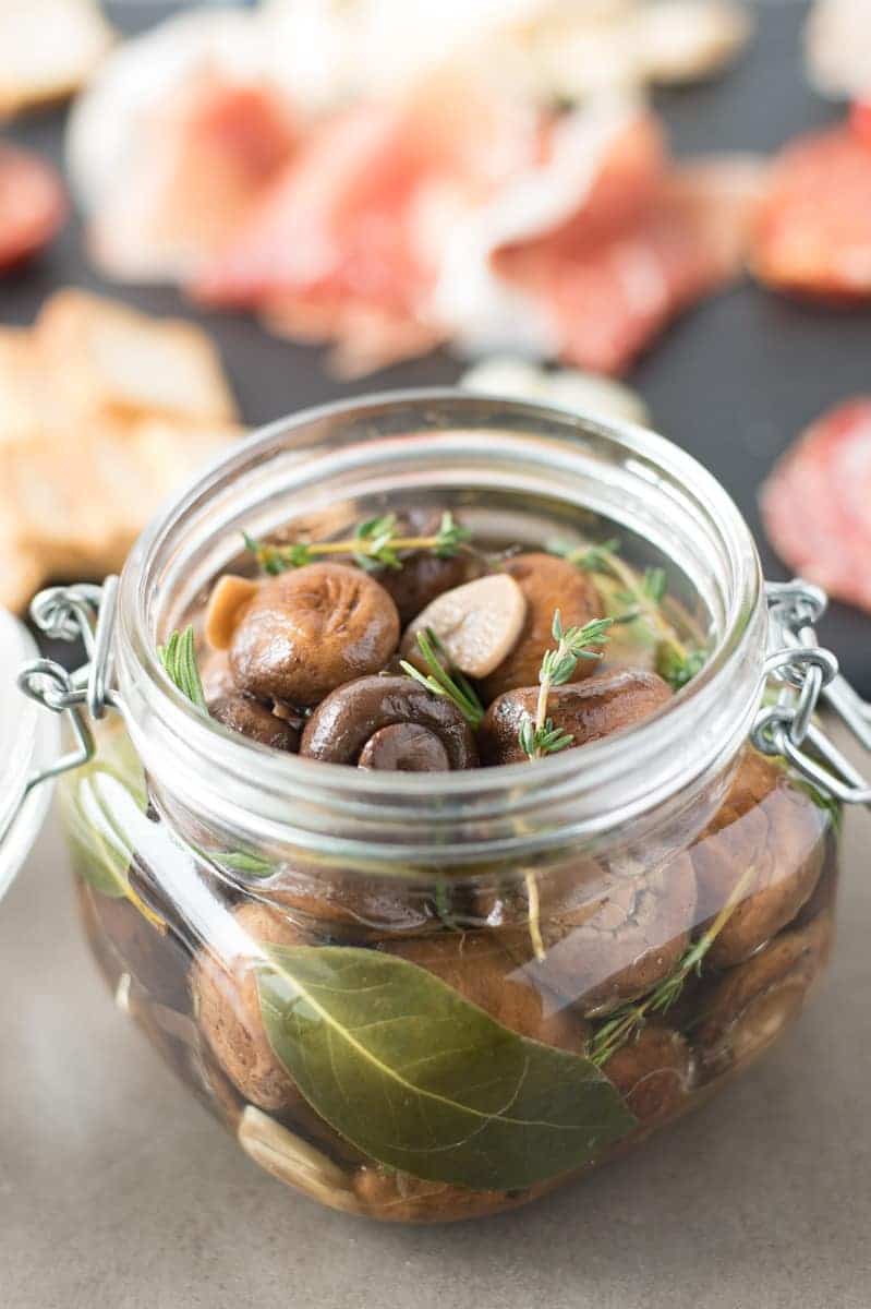 Charcuterie Board Must-Have: Herb and Garlic Marinated Mushrooms