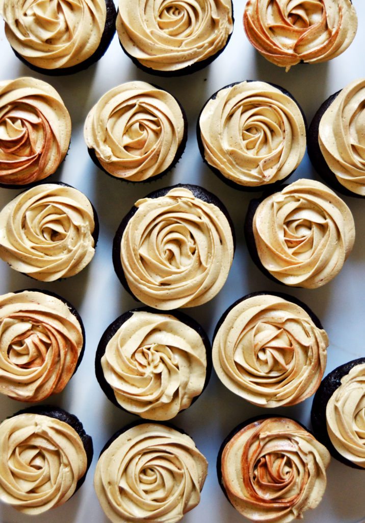 Dark Chocolate-Filled Mocha Cupcakes