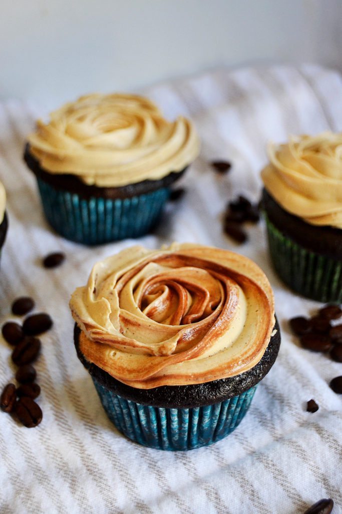 Dark Chocolate-Filled Mocha Cupcakes