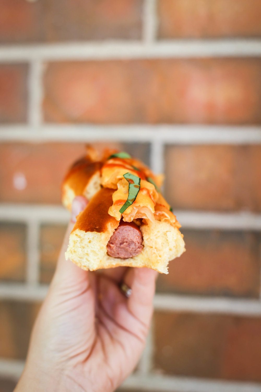 Cheese and Kimchi Hot Dogs