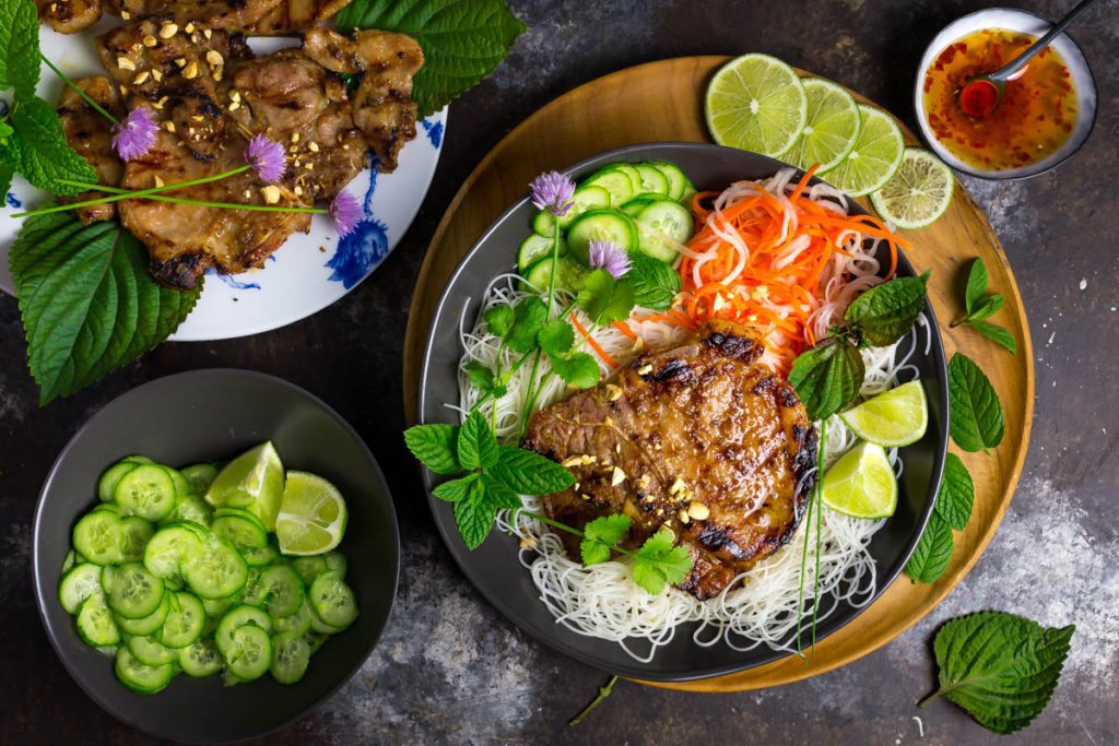 Grilled Pork Chops and Vietnamese Rice Noodles