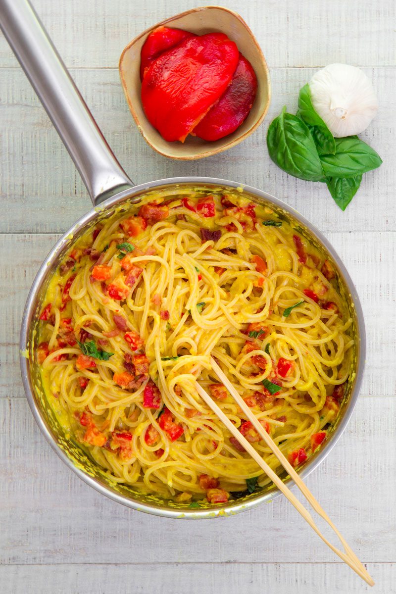 Pancetta and Roasted Bell Pepper Pasta