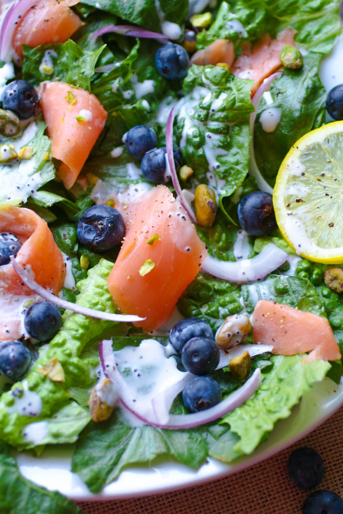 Smoked Salmon and Blueberry Salad with Lemon Poppy Dressing