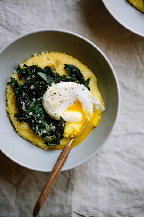 Greens and Parmesan Polenta Bowls