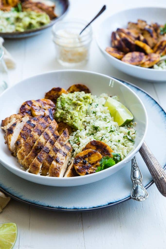 Caribbean Grilled Chicken and Plantain Bowls