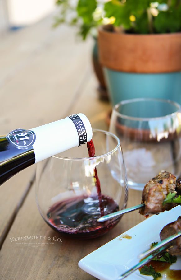 Mushroom and Beef Kabob with Beaujolais Wine