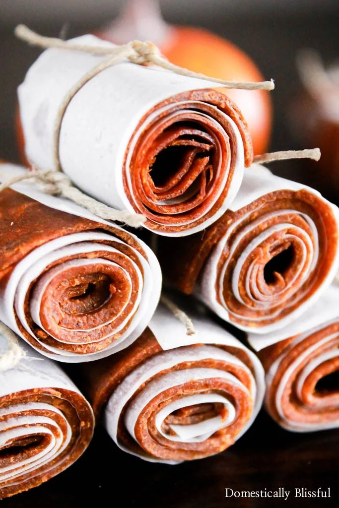 Pumpkin Spice Fruit Leather Rolls